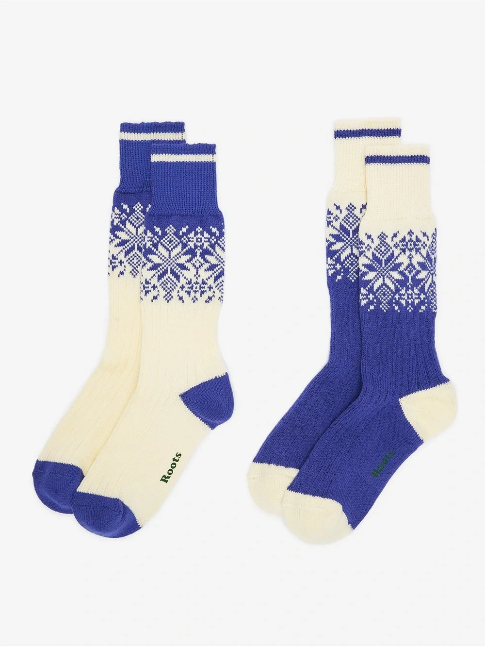 Roots Women’s 2 Pack Winter Cabin Socks in Blue & Cream